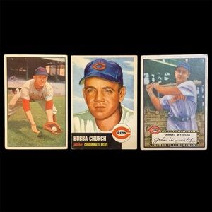 Vintage 1950’s Topps/Bowman Cincinnati Reds Baseball Card Lot of 3